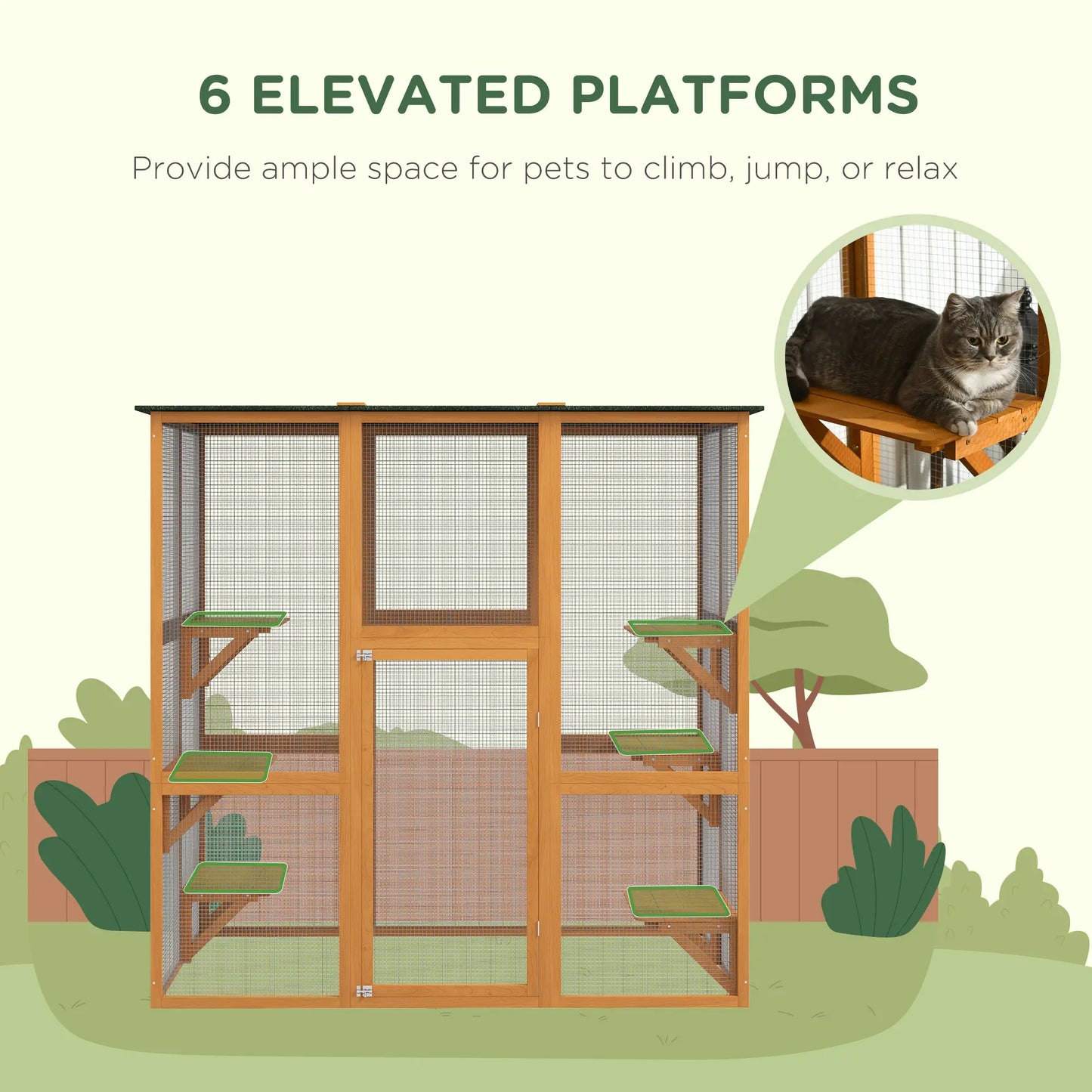 71" x 39" x 71" Cat Cage, Large Outdoor Wooden Cat Patio, Orange Outdoor Cat Enclosures at Gallery Canada