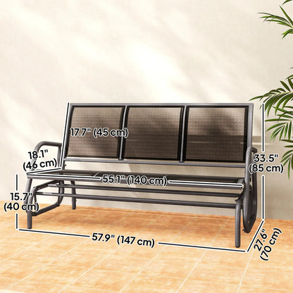 3-Seat Outdoor Glider Chair, Steel Frame, Sling Fabric, Black Outdoor Gliders at Gallery Canada