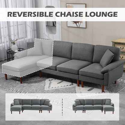 L-Shape Sofa, Modern Sectional Couch with Chaise Lounge, Dark Grey 3-Seater Sofas at Gallery Canada