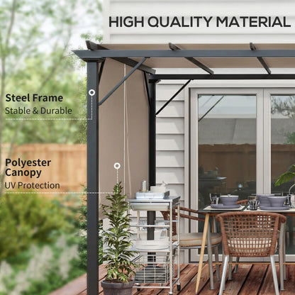 12' x 10' Outdoor Gazebo, Retractable Canopy, Steel Frame, Light Brown Pergolas at Gallery Canada