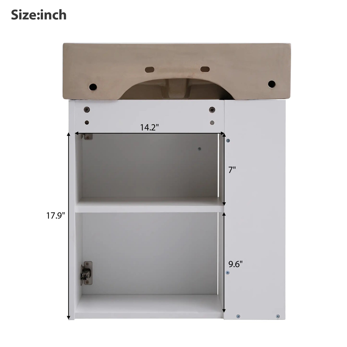 Floating Bathroom Vanity, Ceramic Basin, Side Storage, Rose Gold Handle, 21.5" L x 12" W x 26.5" H, White Sink Cabinets at Gallery Canada