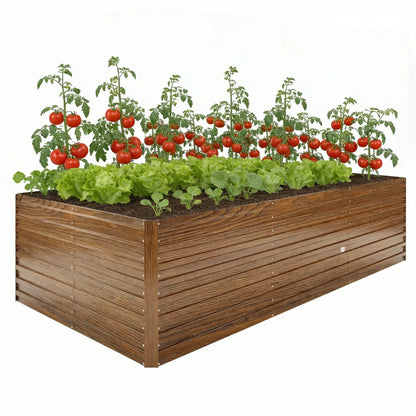 8' x 4' x 2' Raised Garden Bed, Galvanized Planter Box, Dark Brown Wood Effect, Dark Brown Galvanized Planter Boxes at Gallery Canada