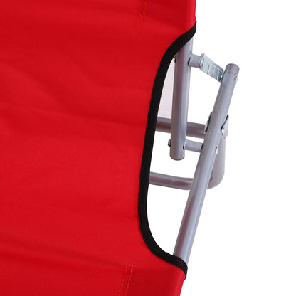 Adjustable Folding Chaise Lounge, Outdoor Tanning Chair with Sun Shade, Red Lounger Chairs at Gallery Canada