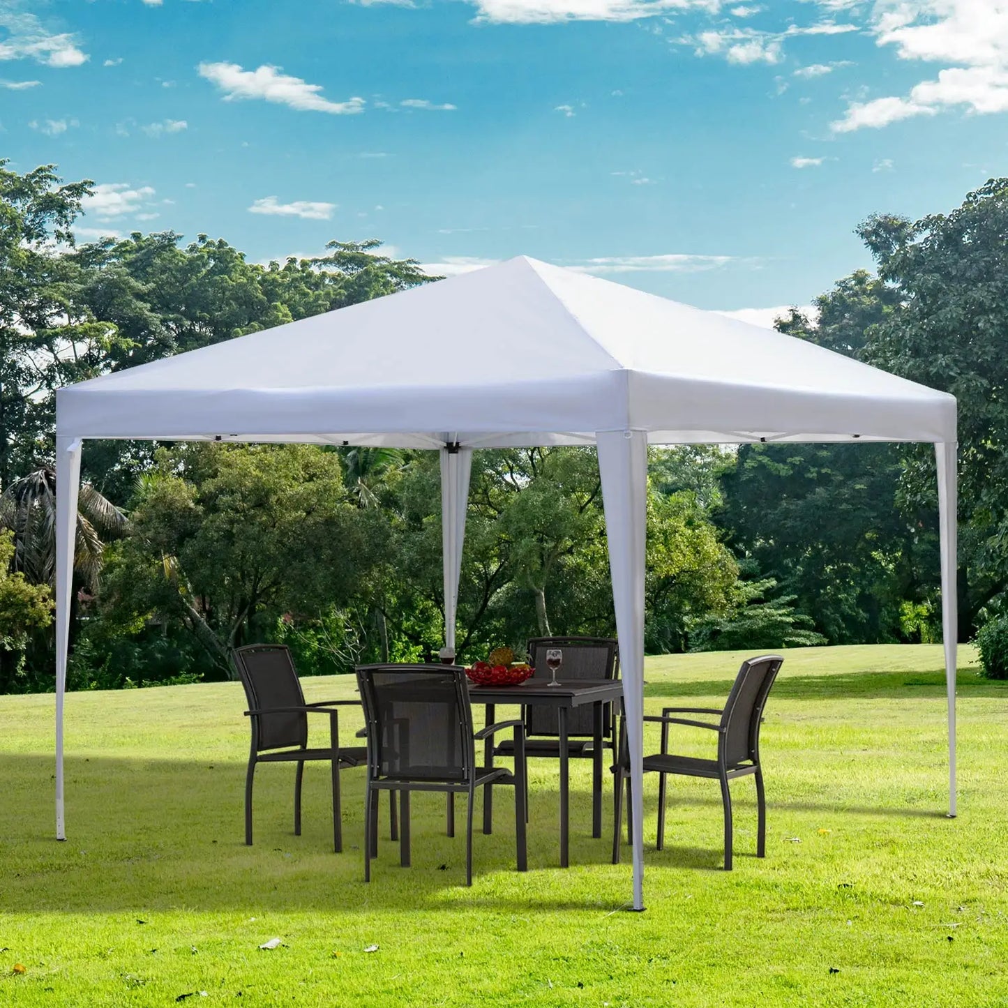 10 x 10ft Folding Pop Up Tent, Outdoor Gazebo Canopy, White Pop Up Canopies at Gallery Canada