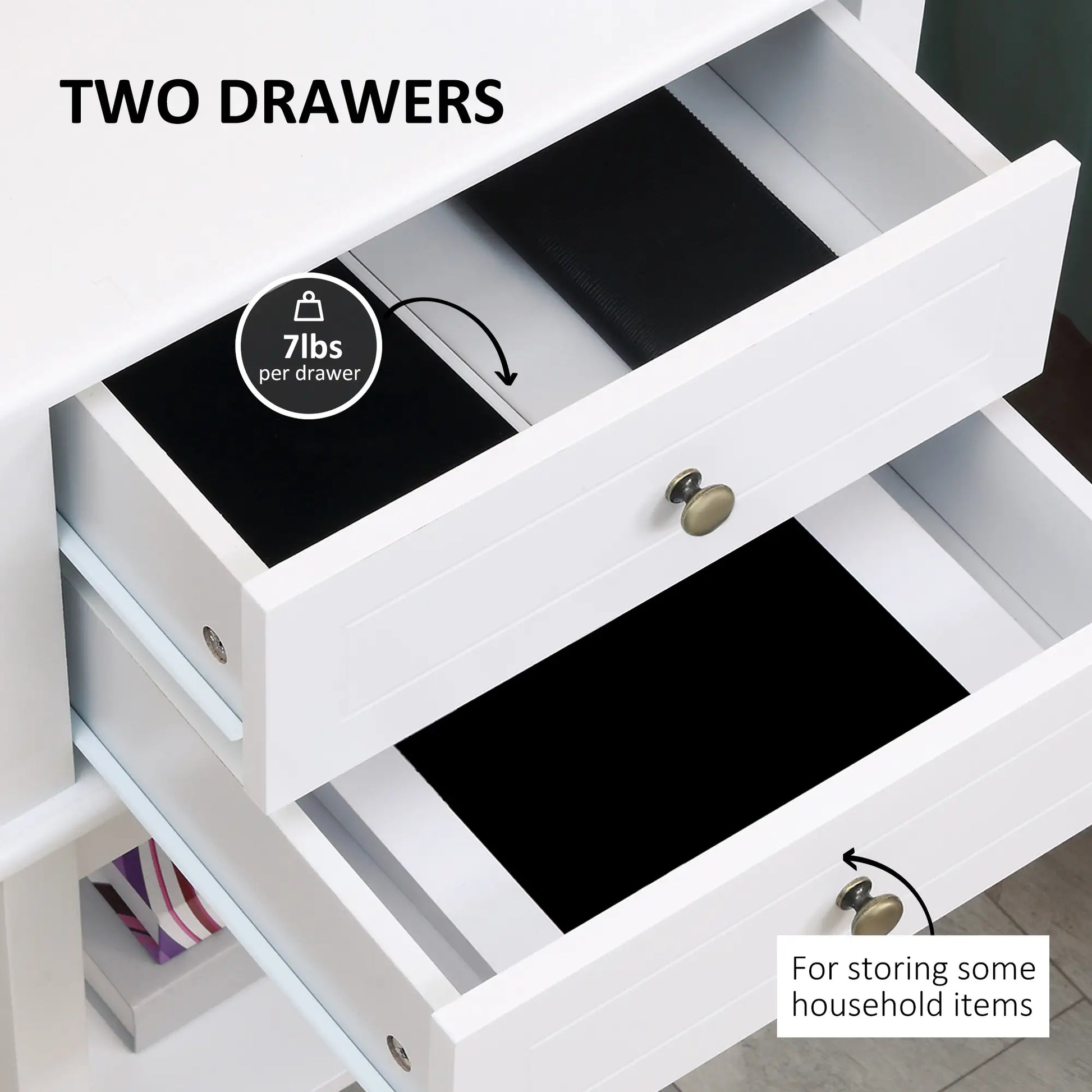 Modern Sofa Side Table with Drawers, Storage Shelf, White Side Tables at Gallery Canada