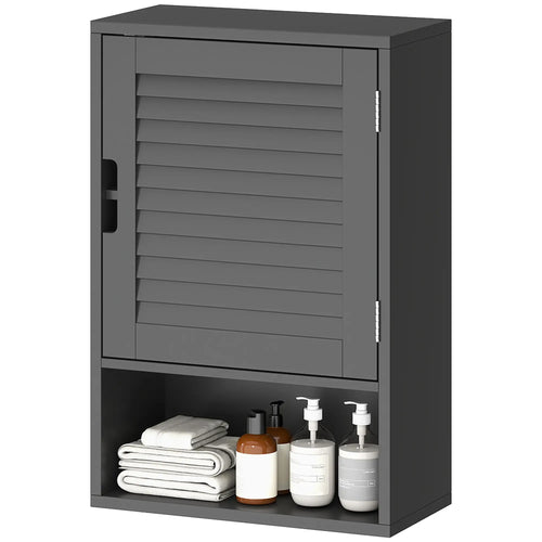Wall Mounted Bathroom Cabinet, Adjustable Shelves, 40 x 20 x 60 cm, Black