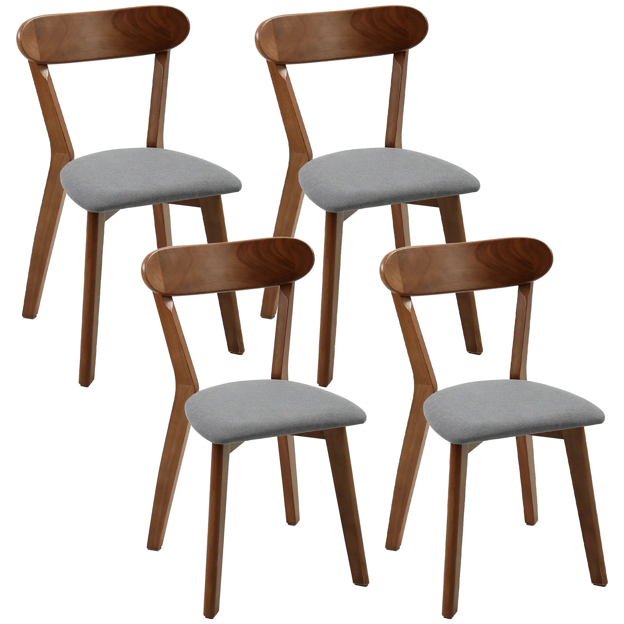 Upholstered Linen Kitchen Chairs, Rubberwood Legs, Set of 4, Grey Brown, Grey Brown Dining Chairs Grey, Brown at Gallery Canada