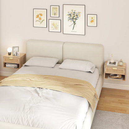 Floating Bedside Table Set, Wall Mount Nightstand With Storage Drawer, Oak Bedside Tables at Gallery Canada