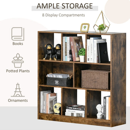 3-Tier Storage Shelf, Bookcase Display Rack, Rustic Brown Small Bookshelves at Gallery Canada