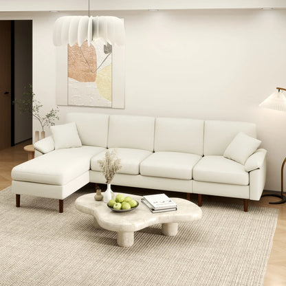 L-Shape Sectional Sofa, Changeable Chaise Lounge, Cream White 3-Seater Sofas at Gallery Canada