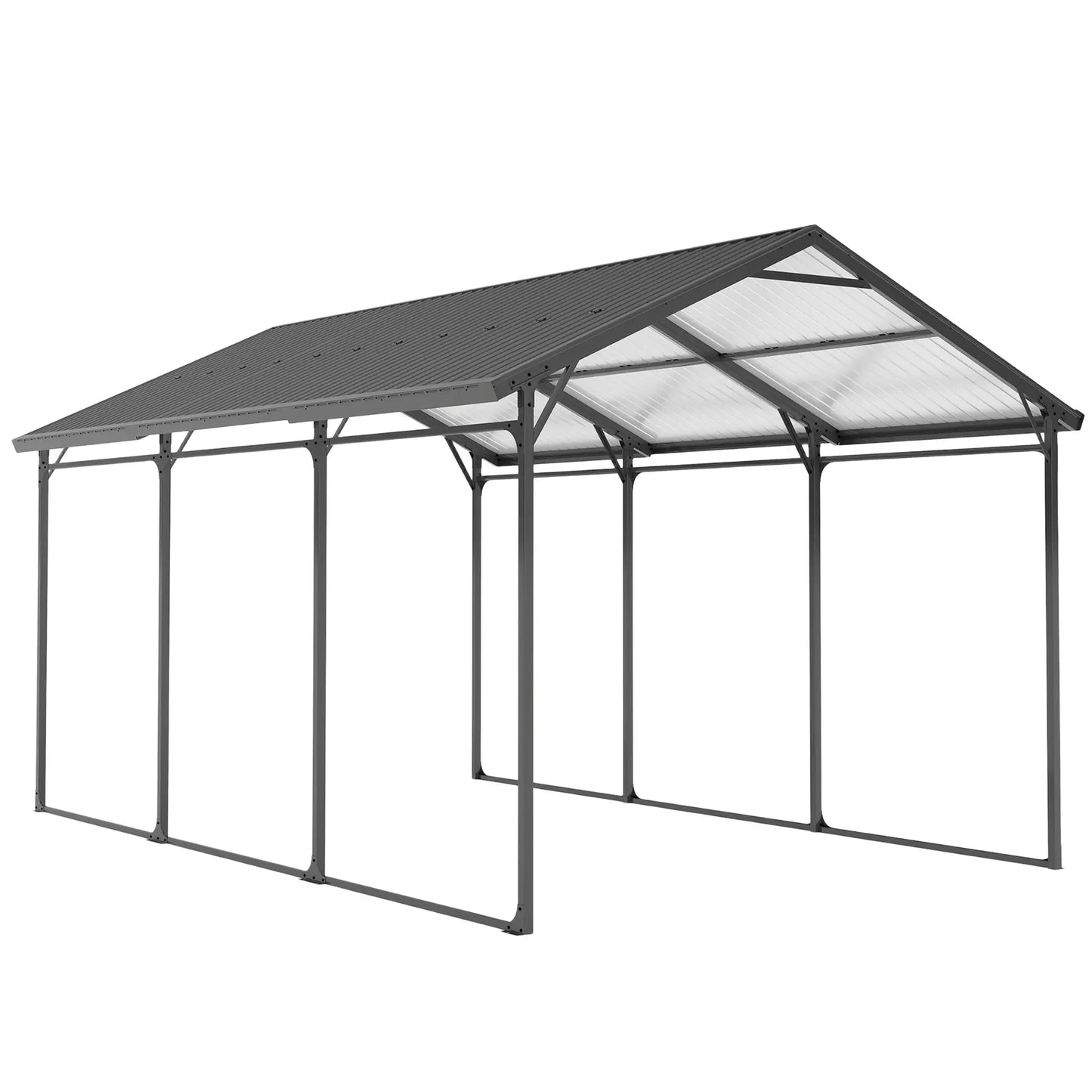 10 x 15ft Metal Carport, Heavy-Duty Canopy With Reinforced Steel Frame Car Shelters Dark Grey at Gallery Canada