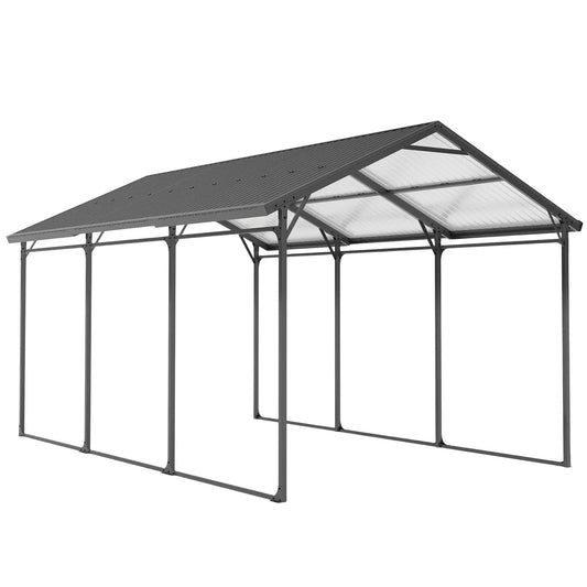 10 x 15ft Metal Carport, Heavy-Duty Canopy With Reinforced Steel Frame Car Shelters Dark Grey at Gallery Canada