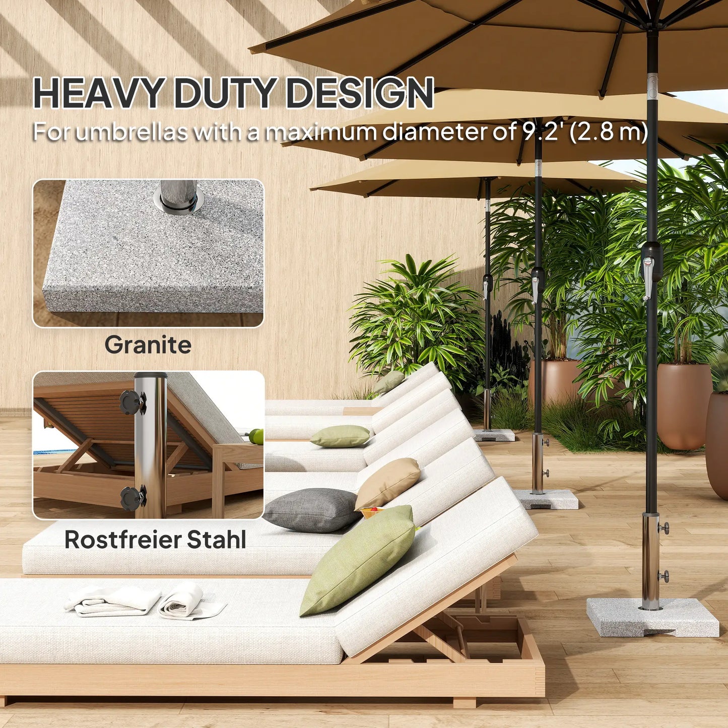 Square Patio Umbrella Base, Outdoor Stand with Handles, Heavy Duty, Grey Umbrella Bases at Gallery Canada