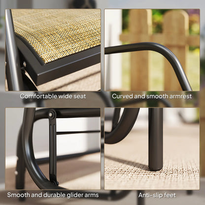 Outdoor Patio Glider Chair, Breathable Mesh Seat, Light Mixed Brown Outdoor Gliders at Gallery Canada