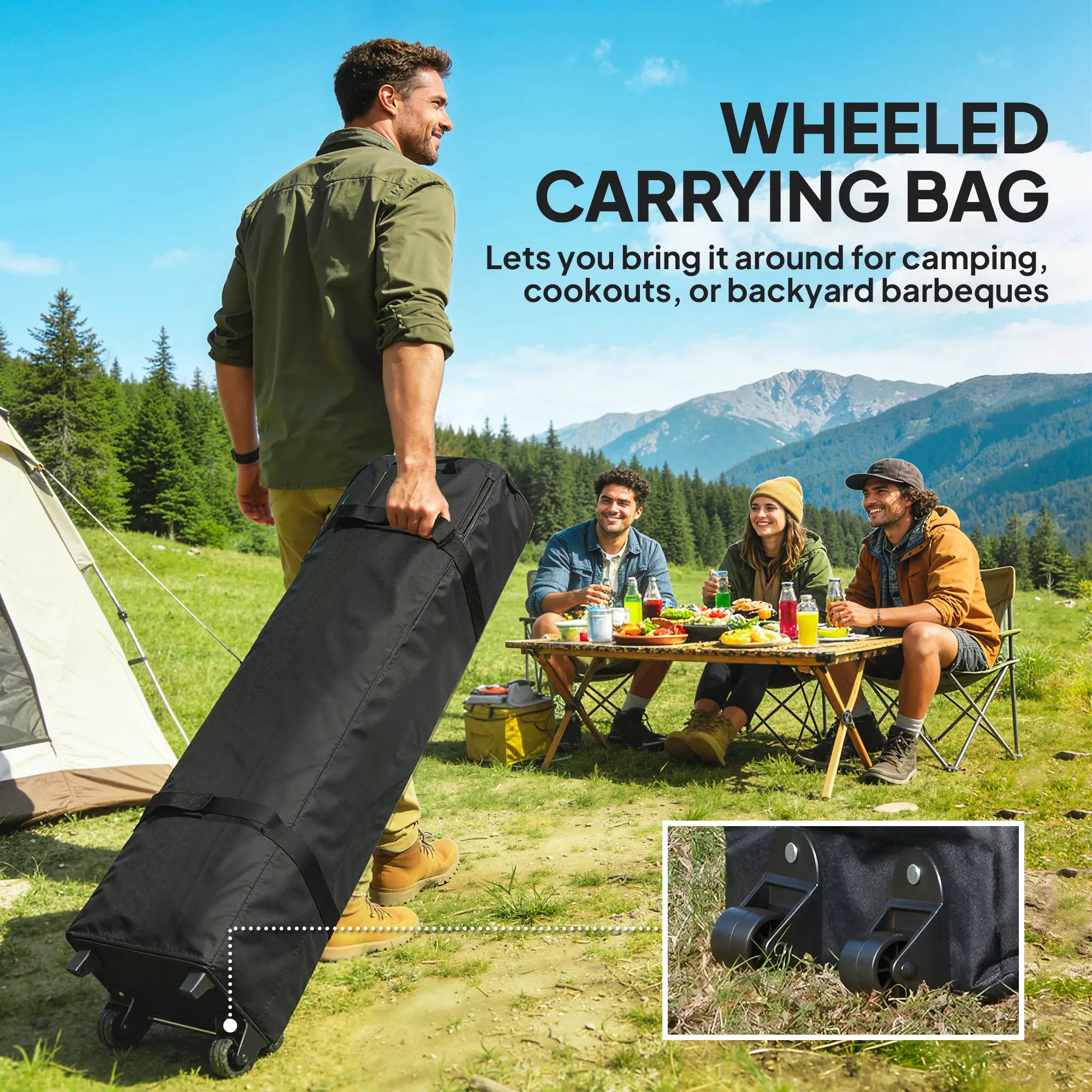 10' x 10' Pop Up Canopy, Sidewalls, Roller Bag, Adjustable Tent, Black Pop Up Canopies at Gallery Canada