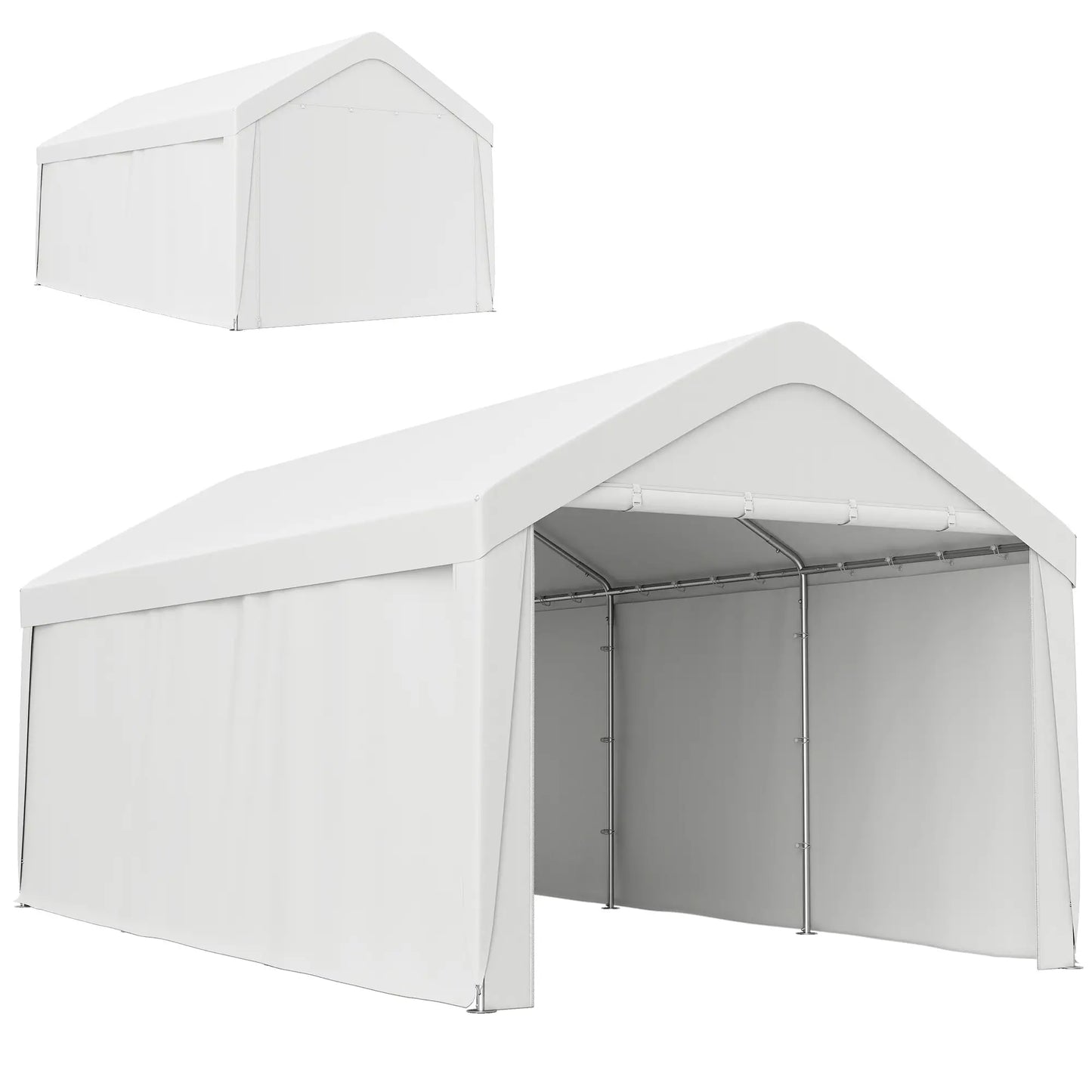 10 x 20 ft Portable Garage, 2 Roll-Up Doors, Removable Sidewalls, White Car Shelters at Gallery Canada