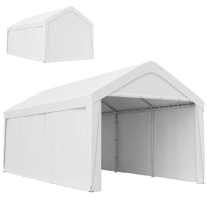 10 x 20 ft Portable Garage, 2 Roll-Up Doors, Removable Sidewalls, White Car Shelters at Gallery Canada