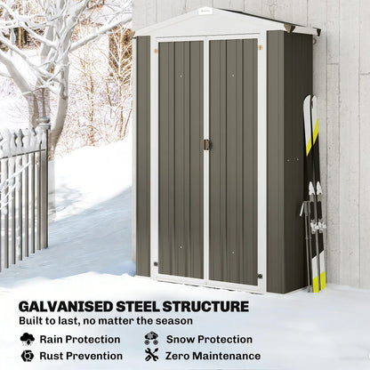 Metal Garden Shed with Shelf, Apex Roof, Light Grey Sheds at Gallery Canada