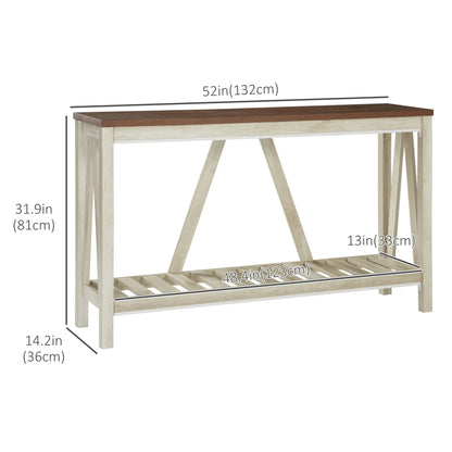 Farmhouse Console Table with Storage Shelf, Rustic Sofa Table, Oak Console Tables at Gallery Canada