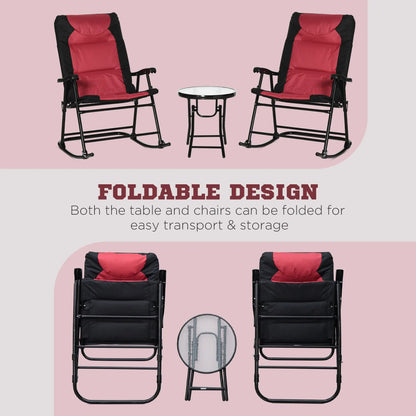 3pc Patio Rocking Chair Set, Foldable, Outdoor, Red Outdoor Rocking Chairs at Gallery Canada