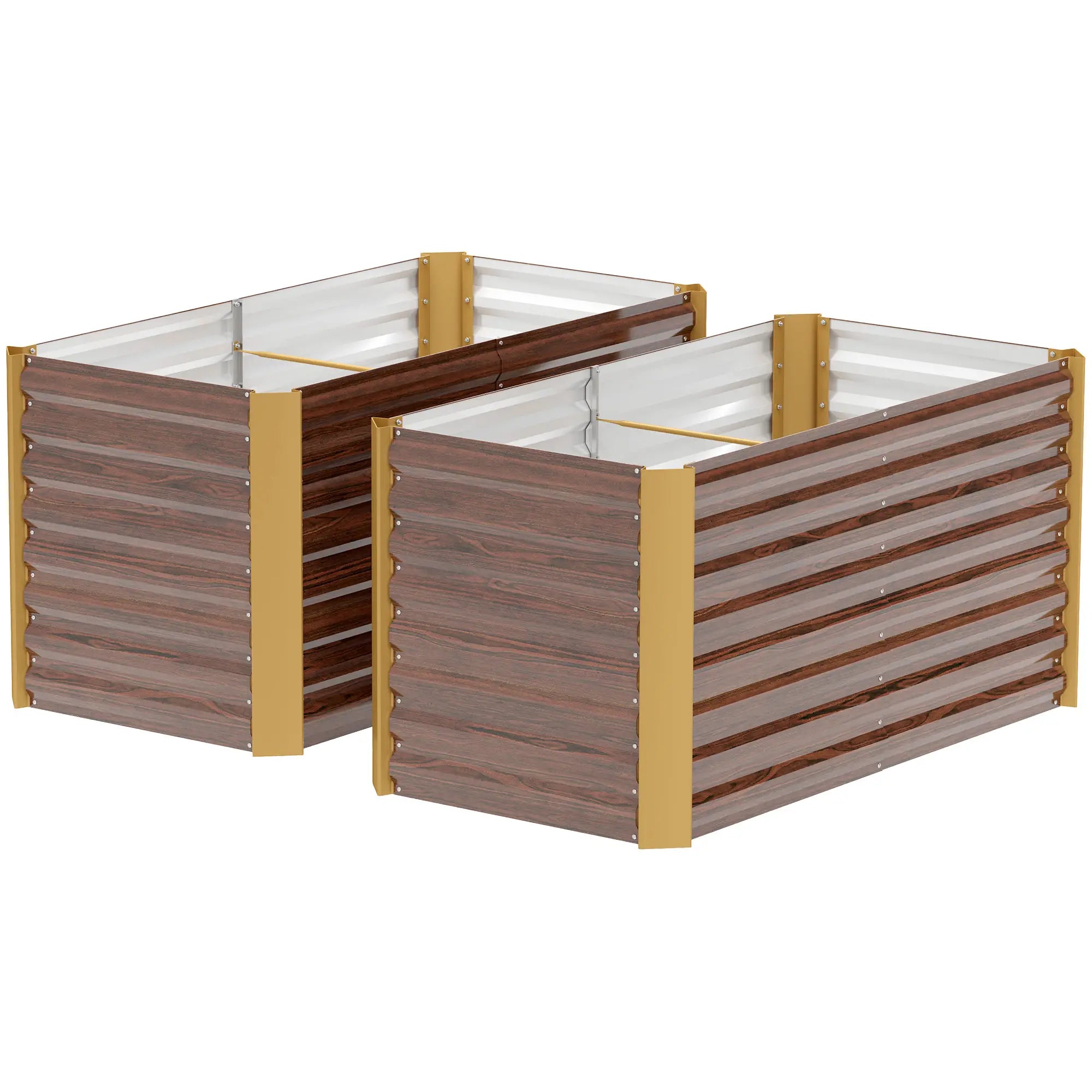 Set of 2 Galvanized Metal Planters, 4' x 2' x 2', Distressed Dark Brown, Dark Brown Raised Garden Beds Distressed Dark Brown at Gallery Canada