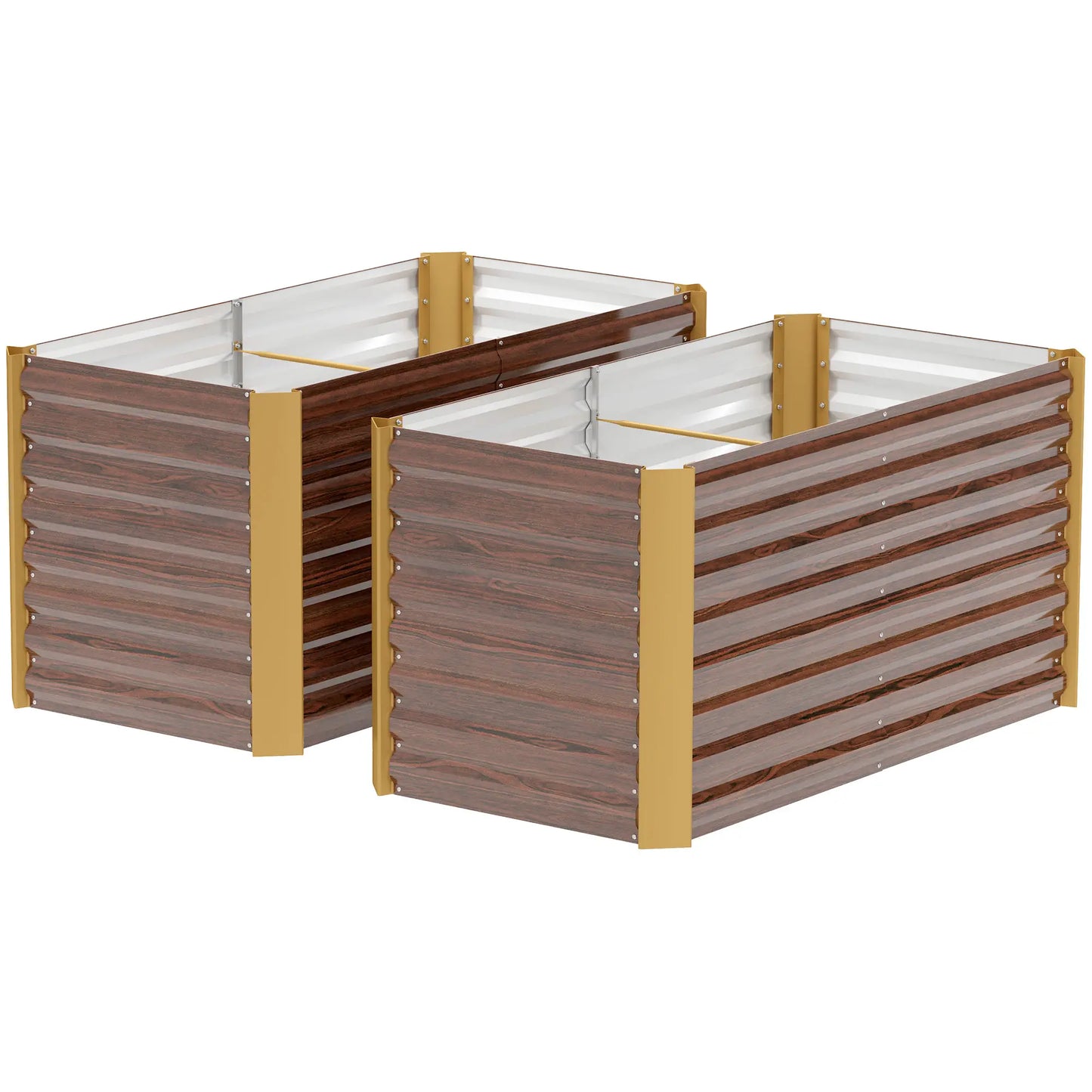 Set of 2 Galvanized Metal Planters, 4' x 2' x 2', Distressed Dark Brown, Dark Brown Raised Garden Beds Distressed Dark Brown at Gallery Canada