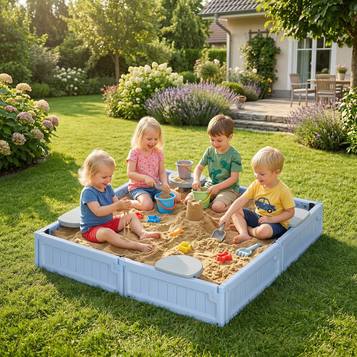 Kids Outdoor Sandbox with Canopy, Fabric Liner, Light Blue Sandboxes & Accessories at Gallery Canada