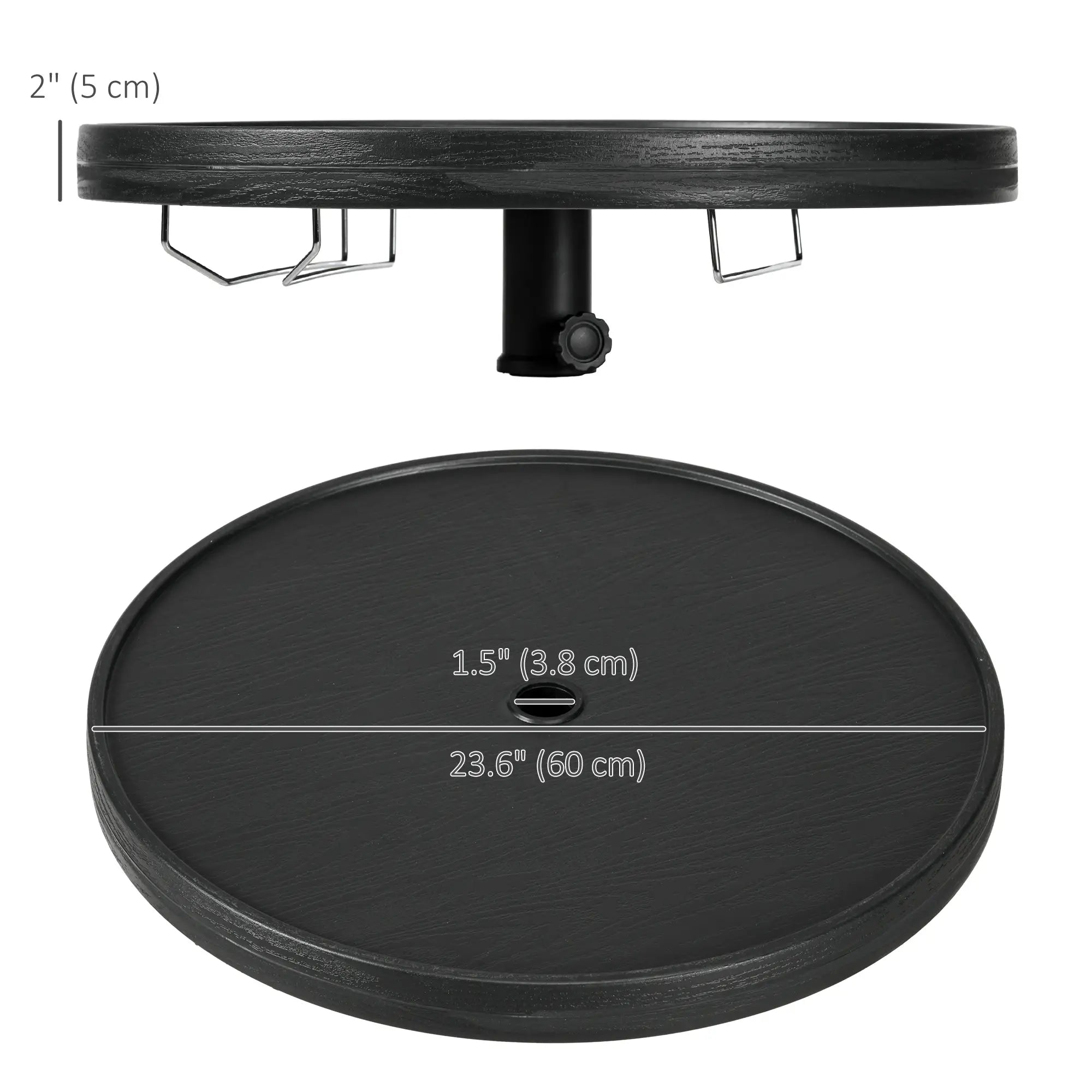 Beach Umbrella Table Tray, Wine Glass Holder, Foldable Towel Rack, 23.6