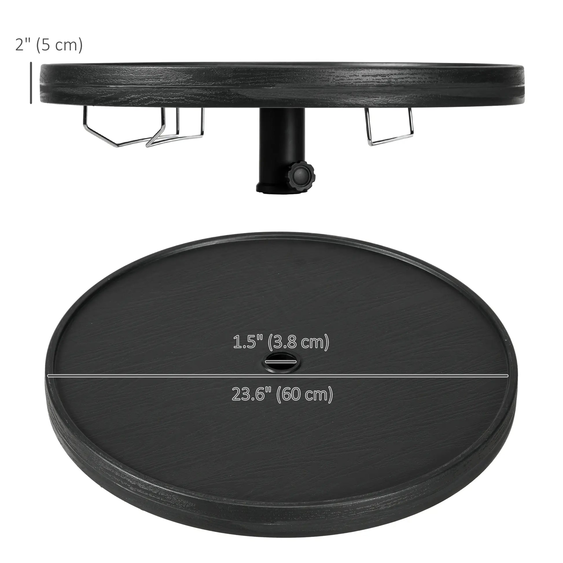 Beach Umbrella Table Tray, Wine Glass Holder, Foldable Towel Rack, 23.6", Black Patio Umbrellas at Gallery Canada