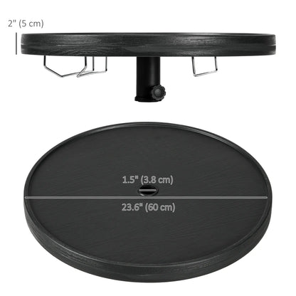 Beach Umbrella Table Tray, Wine Glass Holder, Foldable Towel Rack, 23.6", Black Patio Umbrellas at Gallery Canada