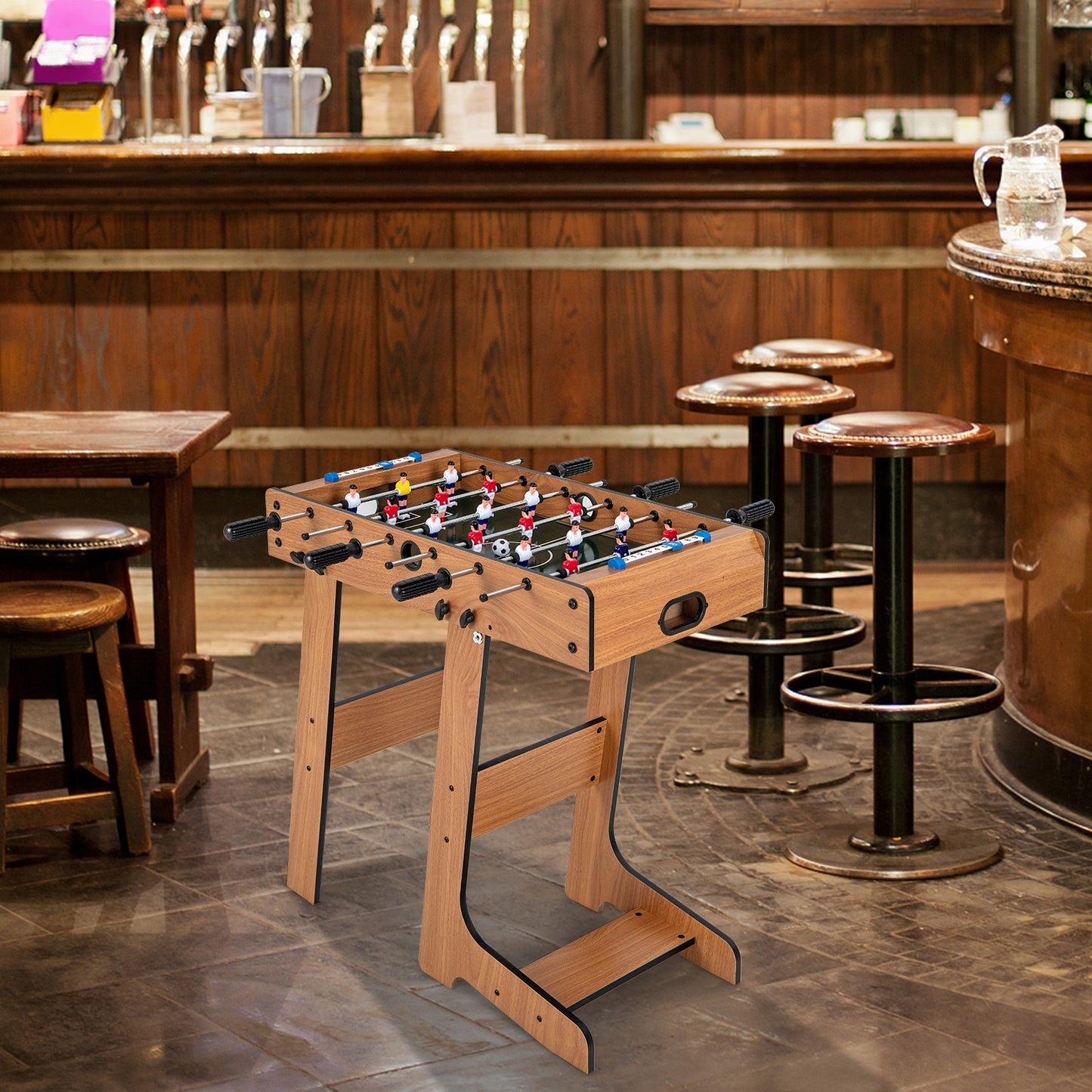 Space Saving Table Football, Durable Handle, 2 Footballs, Brown Game Room at Gallery Canada