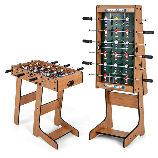 Space Saving Table Football, Durable Handle, 2 Footballs, Brown Game Room Brown at Gallery Canada