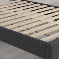 Cadre de lit Queen Size, Plateforme rembourrée, Tête de lit ajustable, Gris foncé, Gris foncé