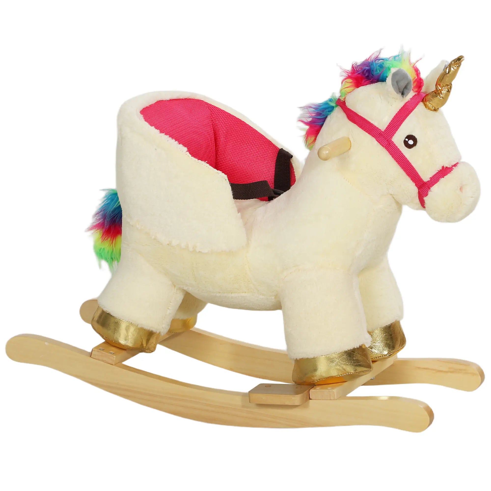 Unicorn Rocking Horse with Sound, Safety Belt, Wooden Base, 18-36 Months Rocking Horses at Gallery Canada