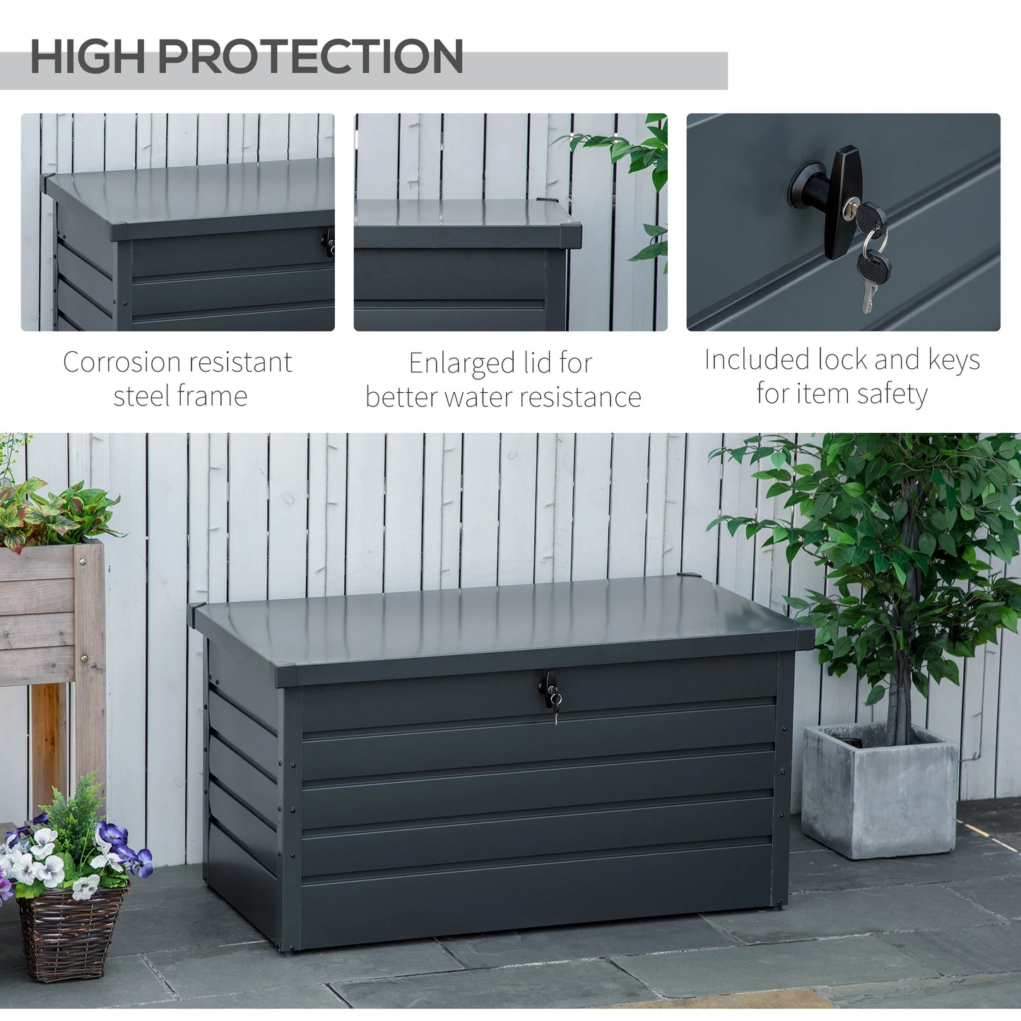 Large Deck Box, Outdoor Storage with Lock, Grey Patio Storage Boxes at Gallery Canada