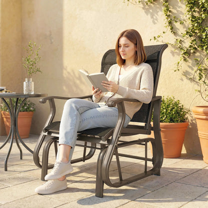 Outdoor Glider Chair, Steel Frame Mesh Fabric, Black Outdoor Gliders at Gallery Canada