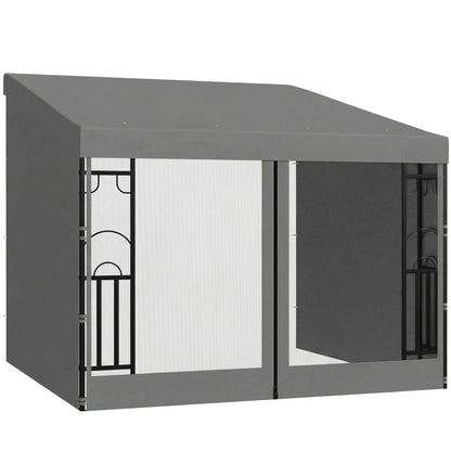 10' x 10' Wall Pergola, Outdoor Gazebo With Curtains, Dark Grey Pergolas at Gallery Canada