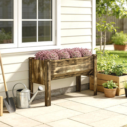 Wooden Raised Garden Plant Stand, 48" x 24" x 32", Carbonized Elevated Garden Beds at Gallery Canada