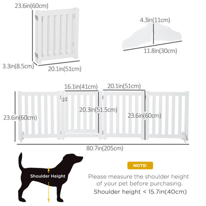 23.5"H Foldable Dog Gate with Door, 4 Panels, White Houses, Kennels & Pens at Gallery Canada