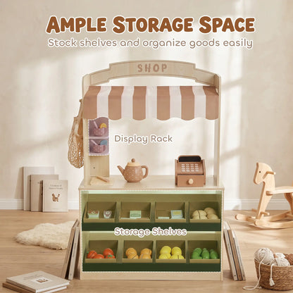 Ensemble de jeu d'épicerie en bois, 61 accessoires, nourriture jouet, caisse enregistreuse