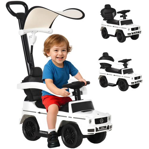 Licensed Push Car, 3-in-1 Toddler Sliding Car, White