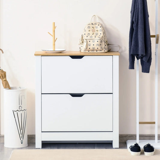 Shoe Storage Cabinet, 2 Flip Drawers, Adjustable Shelves, White Shoe Storage Cabinets & Racks White at Gallery Canada