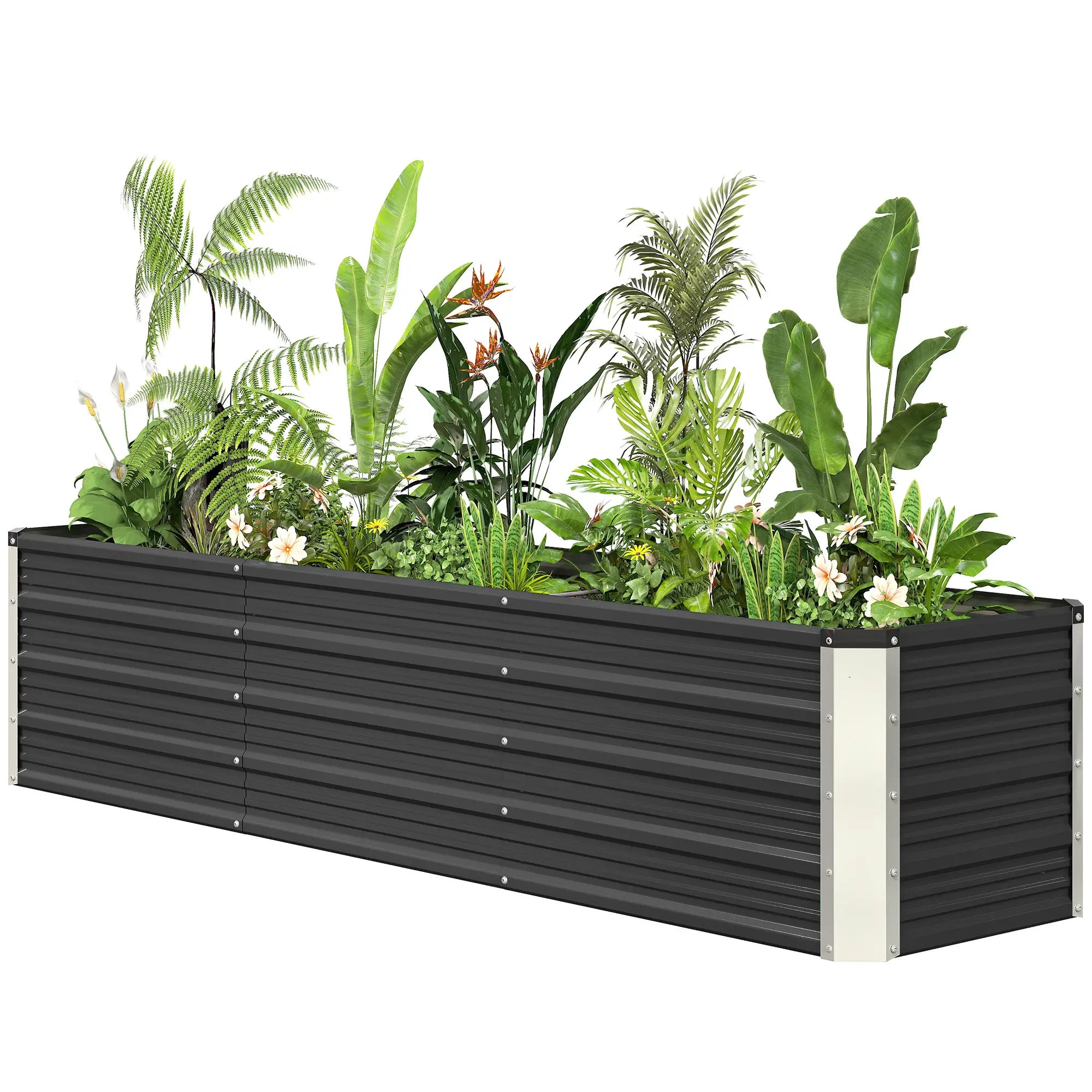 6' x 1.5' x 1.3' Galvanized Raised Garden Bed, Elevated Metal Planter Box, Dark Grey Raised Garden Beds Dark Grey at Gallery Canada