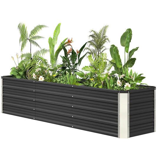 6' x 1.5' x 1.3' Galvanized Raised Garden Bed, Elevated Metal Planter Box, Dark Grey Raised Garden Beds Dark Grey at Gallery Canada