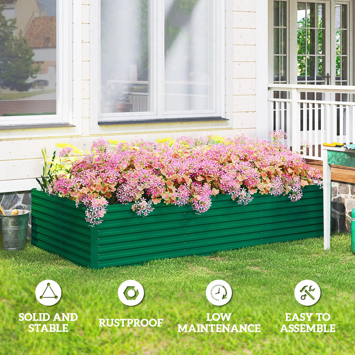 8' x 4' x 2' Raised Garden Bed, Galvanized Planter Box, Green Raised Garden Beds at Gallery Canada