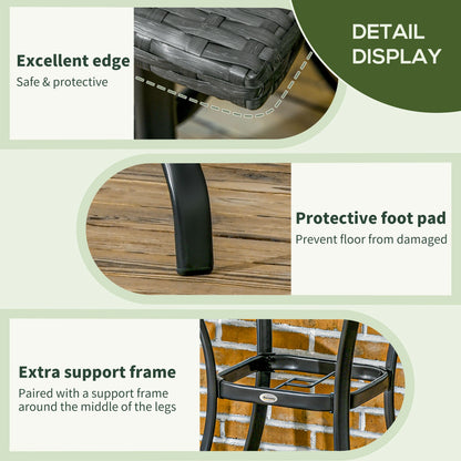 34 Inch Outdoor Wicker Dining Table, PE Rattan Coffee Table, Black Patio Side Tables at Gallery Canada