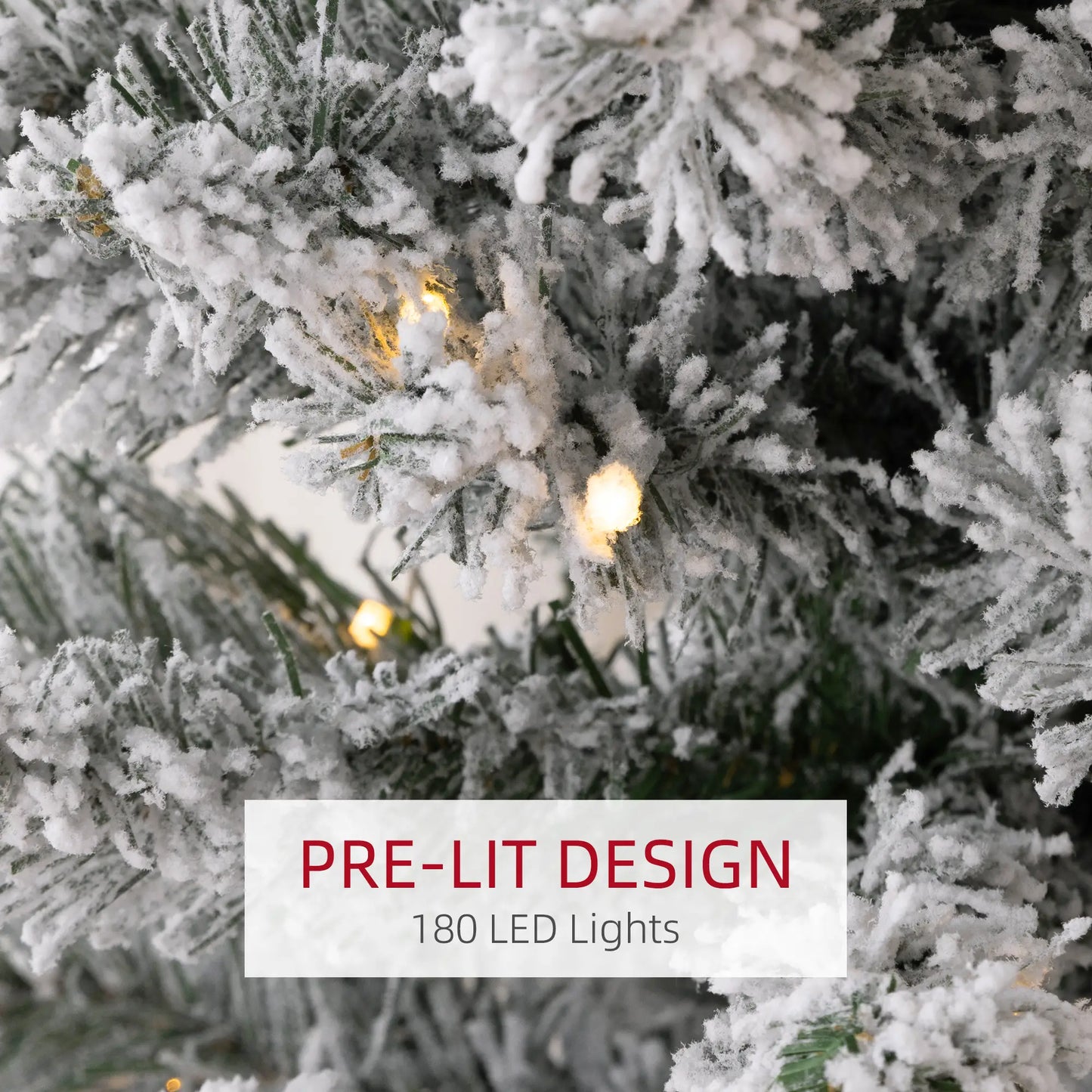 7ft Prelit Snow Flocked Christmas Tree, Metal Base, Warm White LED Pre Lit Christmas Trees at Gallery Canada
