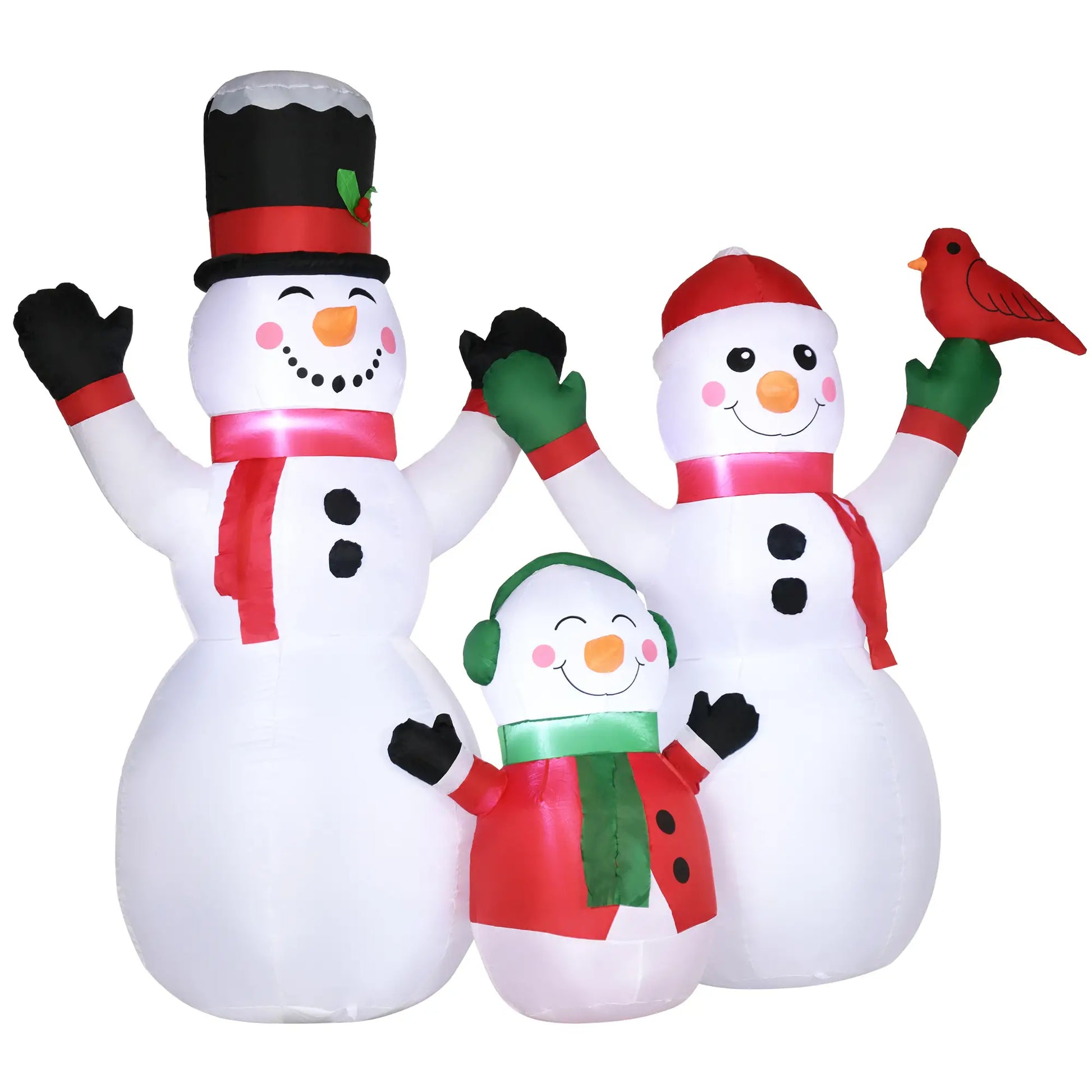 8ft Inflatable Christmas Snowman, LED Yard Display, Red Bird Christmas Inflatables at Gallery Canada