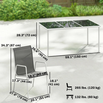 7 Piece Garden Dining Set, Rectangle Table, 6 Stackable Chairs Outdoor Dining Sets at Gallery Canada