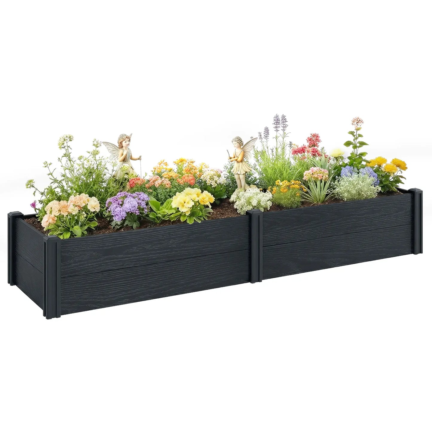 Vinyl Raised Garden Bed Kit, 6.5 x 2 x 1ft, Grey Wood Effect, Grey Wooden Planter Boxes at Gallery Canada